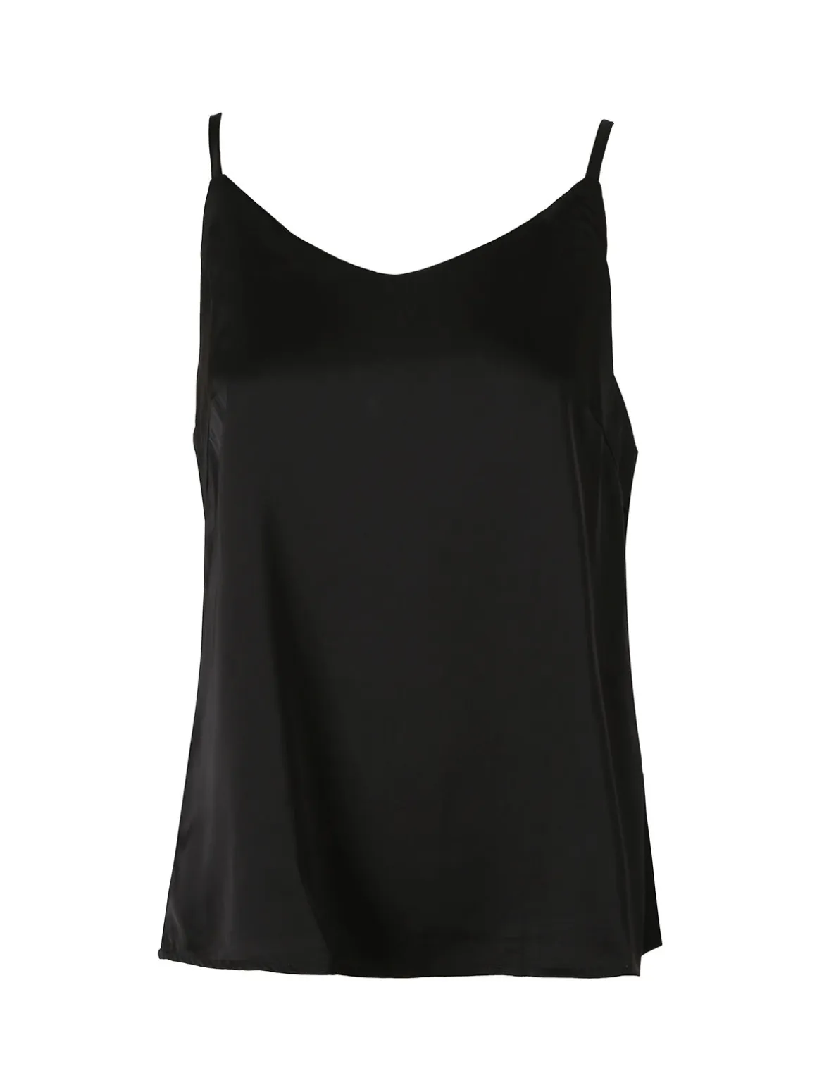 Solada Top donna effetto raso con spalline strette - nero