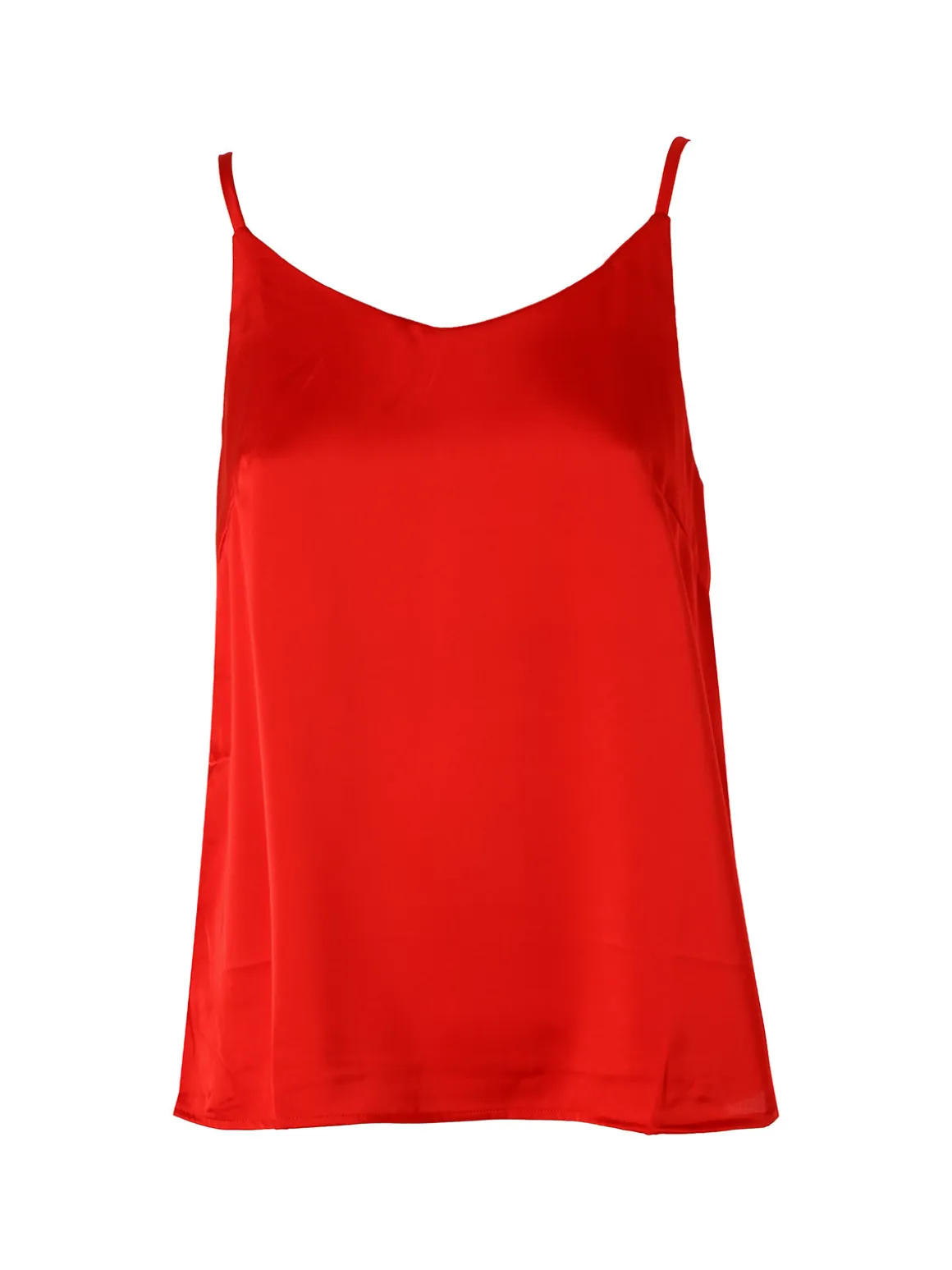 Solada Top donna effetto raso con spalline strette - rosso
