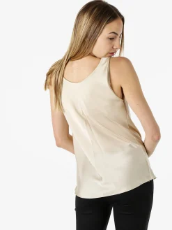 Solada Top donna effetto raso con scollo a cascata - beige