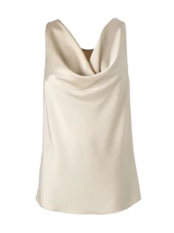 Solada Top donna effetto raso con scollo a cascata - beige