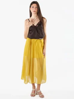 Solada Top donna effetto raso con scollo in pizzo e spalline strette - moro