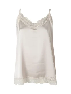 Solada Top donna effetto raso con pizzo - beige