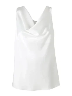 Solada Top donna effetto raso con scollo a cascata - bianco