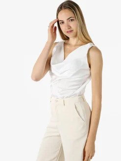 Solada Top donna effetto raso con scollo a cascata - bianco