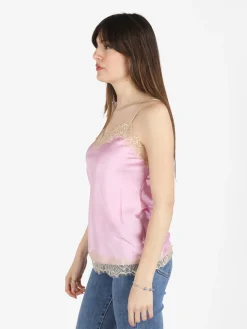 Solada Top donna effetto raso con pizzo