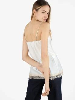 Solada Top donna effetto raso con pizzo