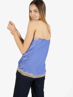 Solada Top donna effetto raso con pizzo