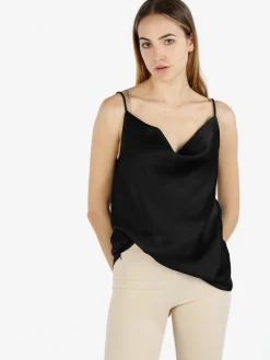 Solada Top donna effetto raso con scollo a cascata