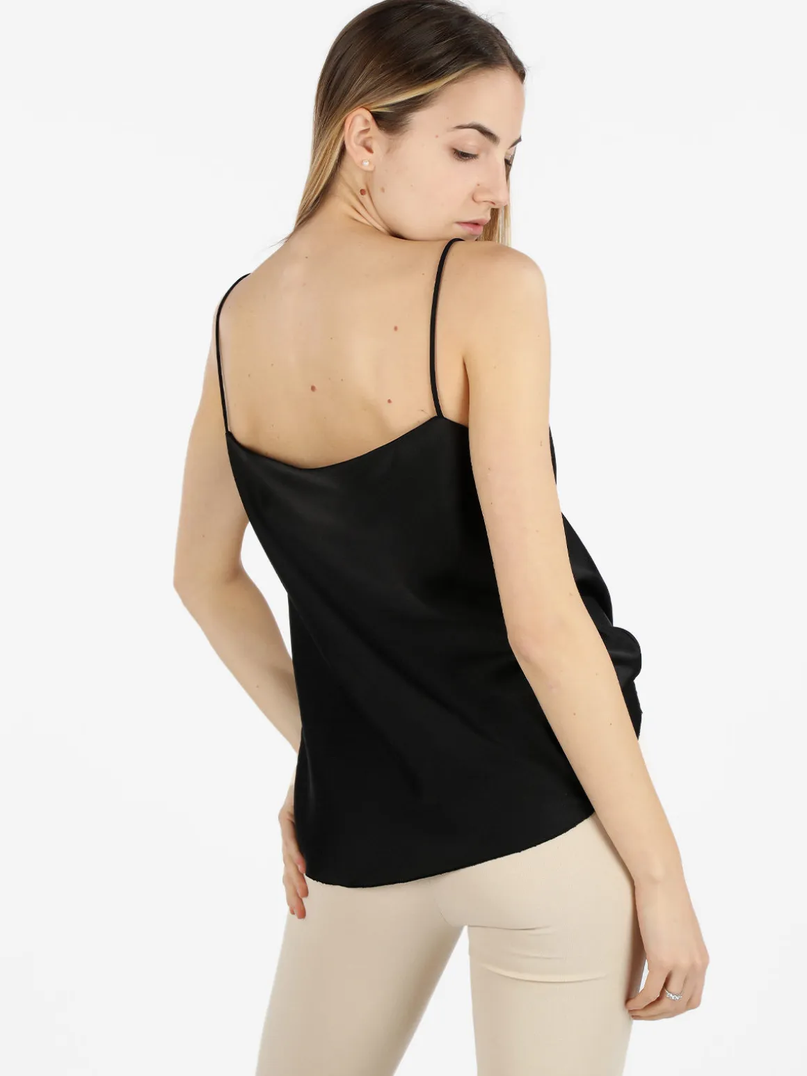 Solada Top donna effetto raso con scollo a cascata