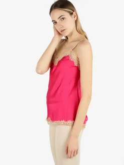Solada Top donna effetto raso con pizzo