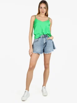 Solada Top donna effetto raso con scollo a V