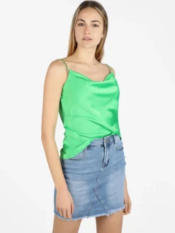 Solada Top donna effetto raso con scollo a cascata