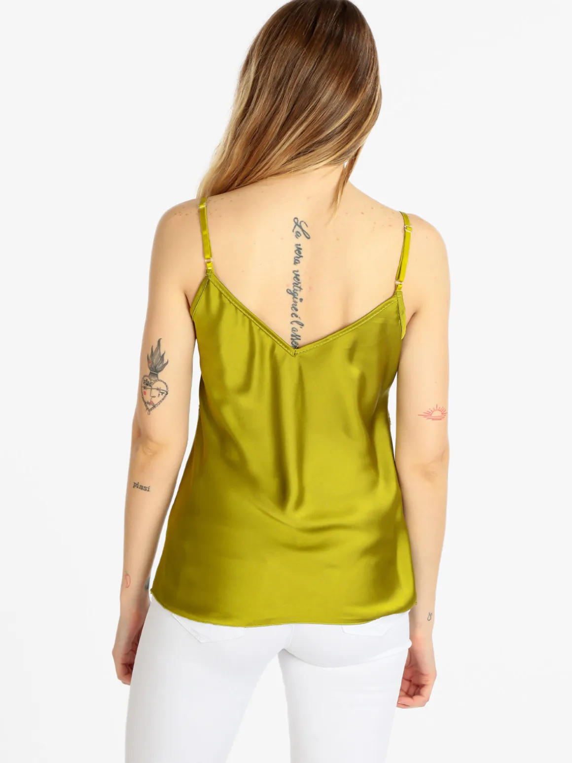 Solada Top donna effetto raso con pizzo