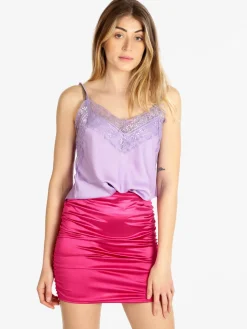 Solada Top donna effetto raso con pizzo