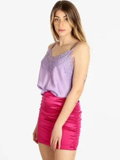 Solada Top donna effetto raso con pizzo