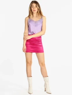 Solada Top donna effetto raso con pizzo