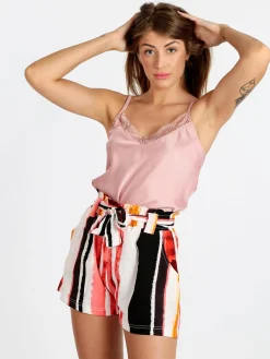 Solada Top donna effetto seta con pizzo