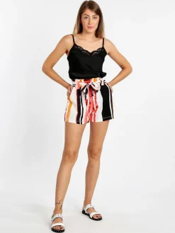 Solada Top donna effetto seta con pizzo