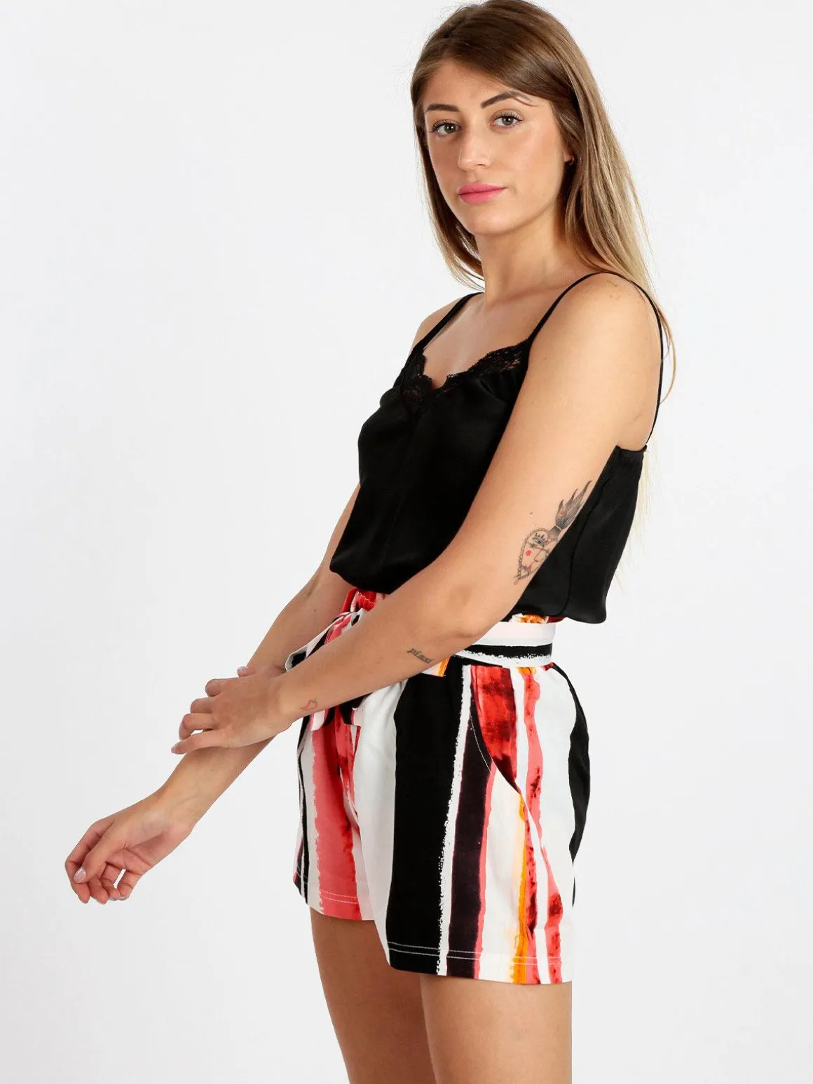 Solada Top donna effetto seta con pizzo