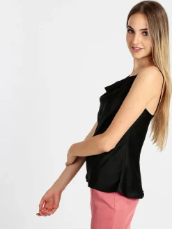 Solada Top donna effetto seta con scollo a cascata
