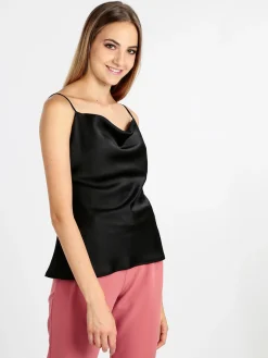 Solada Top donna effetto seta con scollo a cascata