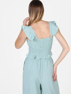 Solada Top donna elasticizzato con spalline a volant