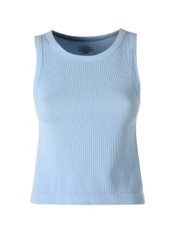 Solada Top donna girocollo a costine - azzurro
