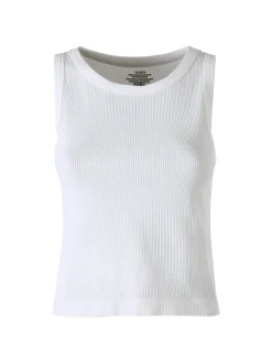Solada Top donna girocollo a costine - bianco