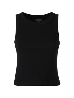 Solada Top donna girocollo a costine - nero
