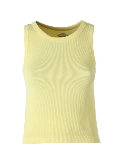 Solada Top donna girocollo a costine - giallo
