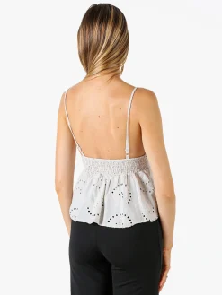 Solada Top donna in cotone con dettagli macramè con spalline sottili - beige
