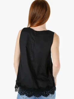 Solada Top donna in cotone con pizzo sul finale - nero