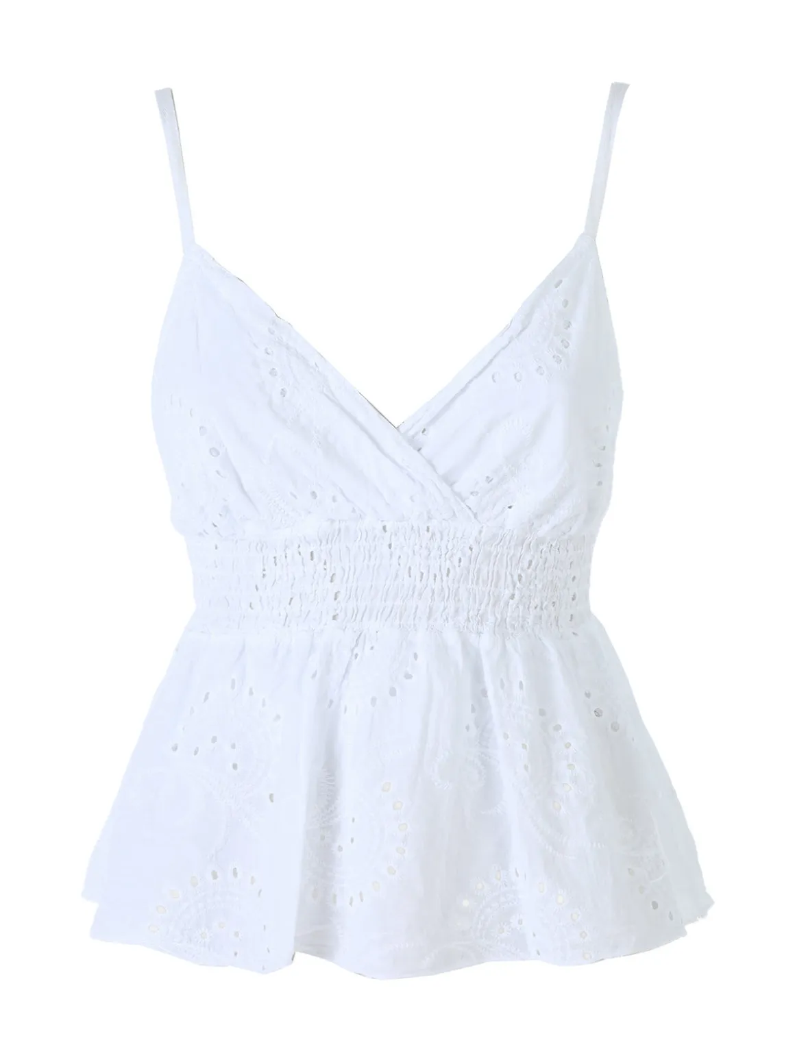 Solada Top donna in cotone con dettagli macramè con spalline sottili - bianco