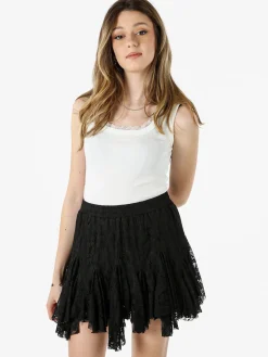 Solada Top donna in cotone con pizzo - bianco