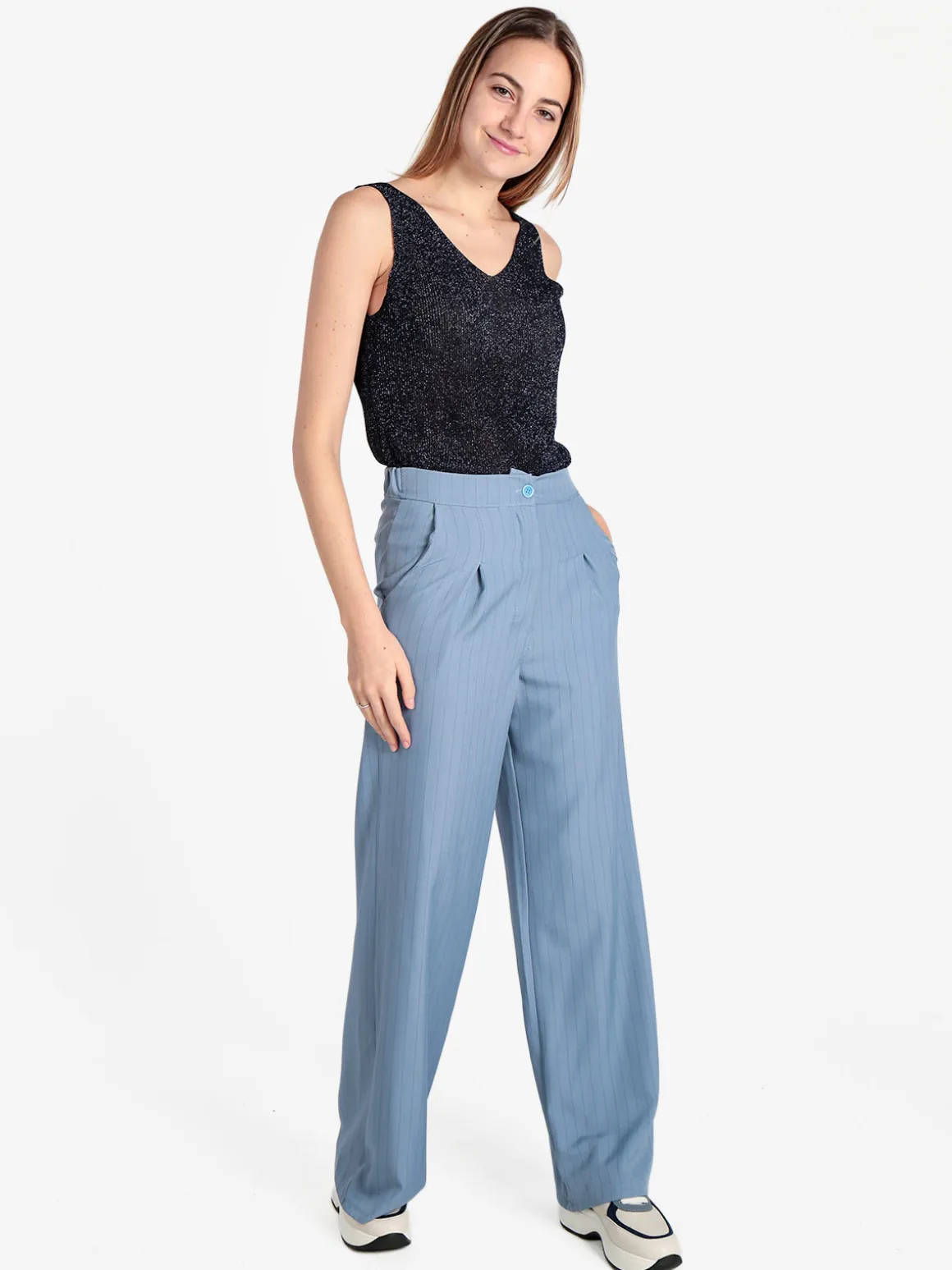 Solada Top donna in lurex a costine