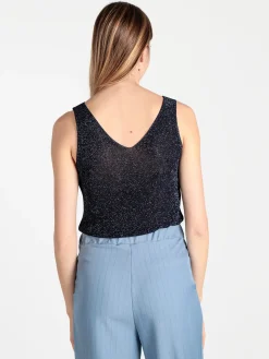Solada Top donna in lurex a costine