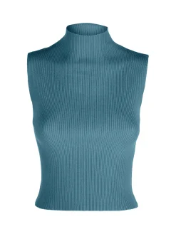 Solada Top donna in maglia a costine con collo a lupetto