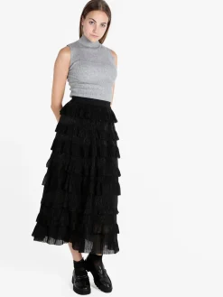 Solada Top donna in maglia a costine con collo a lupetto