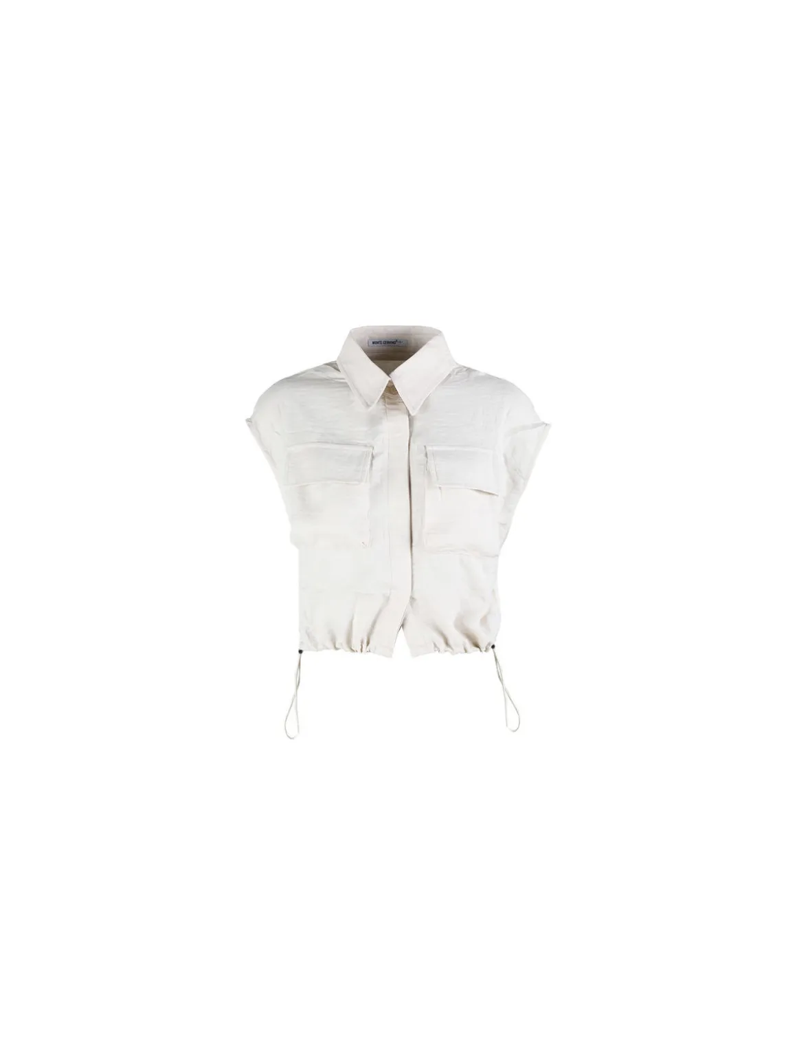 Solada Top donna in misto lino con coulisse laterali - khaki