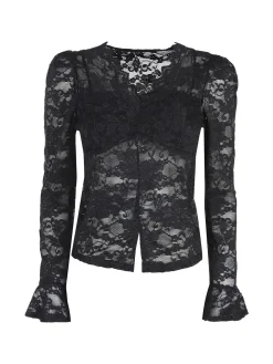 Solada Top donna in pizzo a maniche lunghe - nero