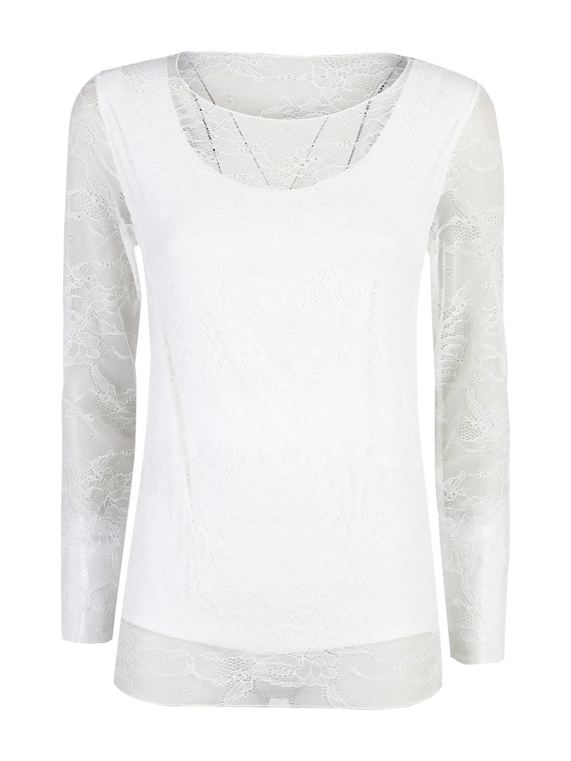 Solada Top donna in pizzo a maniche lunghe - bianco