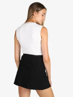 Solada Top donna in pizzo con scollo a cascata - bianco