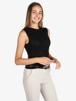 Solada Top donna in pizzo con scollo a cascata - nero