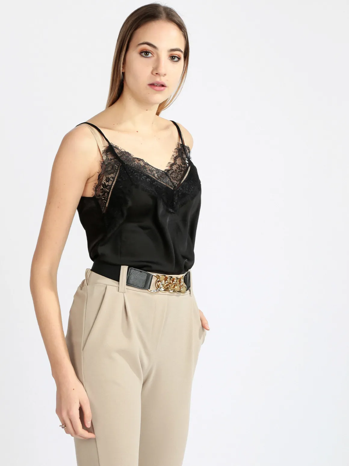 Solada Top donna in raso con pizzo