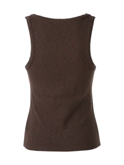 Solada Top donna in tinta unita con scollo quadrato - moro
