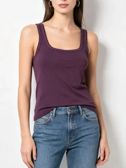 Solada Top donna in tinta unita con scollo quadrato - viola