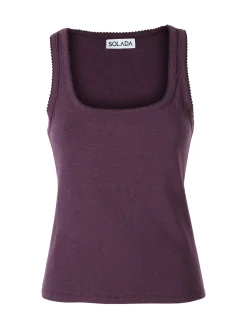 Solada Top donna in tinta unita con scollo quadrato - viola