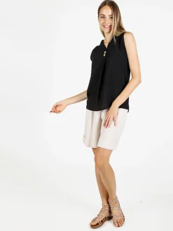 Solada Top donna in viscosa con scollo a V - nero