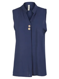 Solada Top donna in viscosa con scollo a V - blu scuro