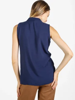Solada Top donna in viscosa con scollo a V - blu scuro